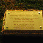 Памятная таблица с надписью "Библейская смоковница находится под патронатом российской международной организации ИППО"