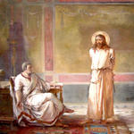 Картина Н. А. Кошелева. Христос на суде и Пилата. Холст, масло