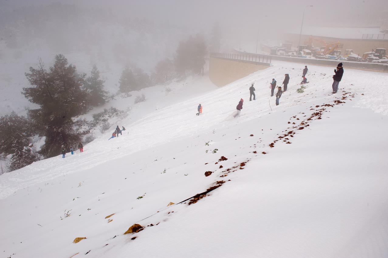 Дети и взрослые катаются на снегу