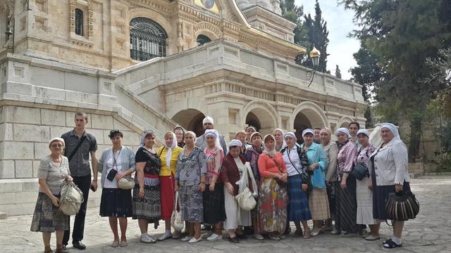 Русские православные паломники из Тамбова в Гефсиманском монастыре. 14 ноября 2014 г.