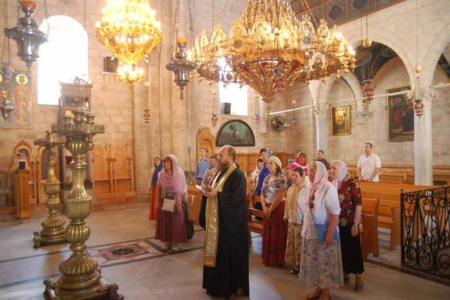 Молебен о благополучном прибытие в греческом православном монастыре св. Георгия Победоносца в Лидде