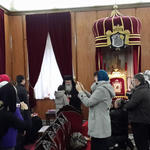 С паломниками из Европы на приеме у Патриарха Иерусалимского Феофила III. 11 декабря 2013 г.